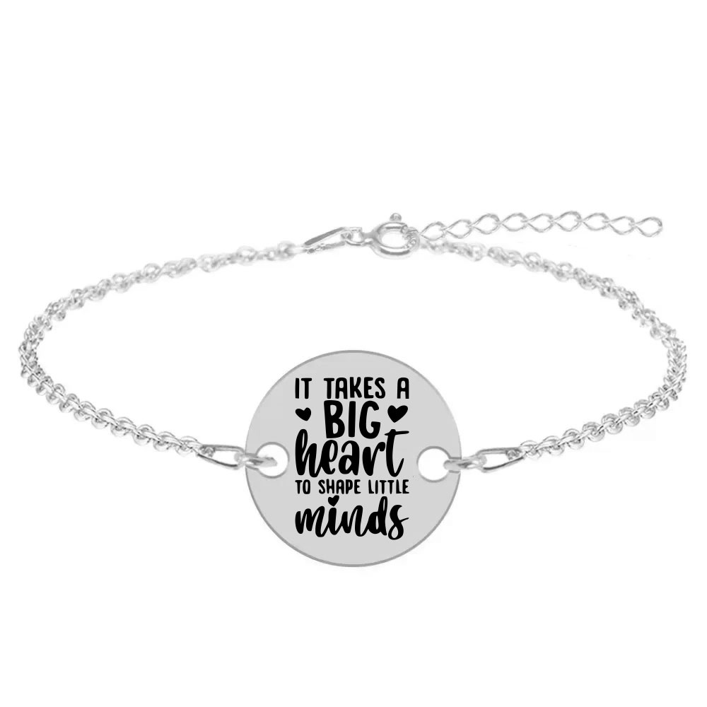 Big Heart - Bratara personalizata pentru profesori "It takes a big heart to shape little minds" din argint 925